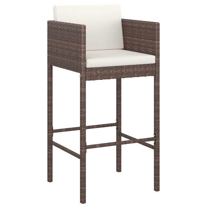 barstole 2 stk. med hynder polyrattan brun