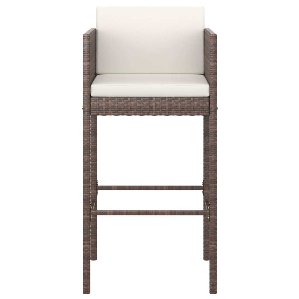 barstole 2 stk. med hynder polyrattan brun
