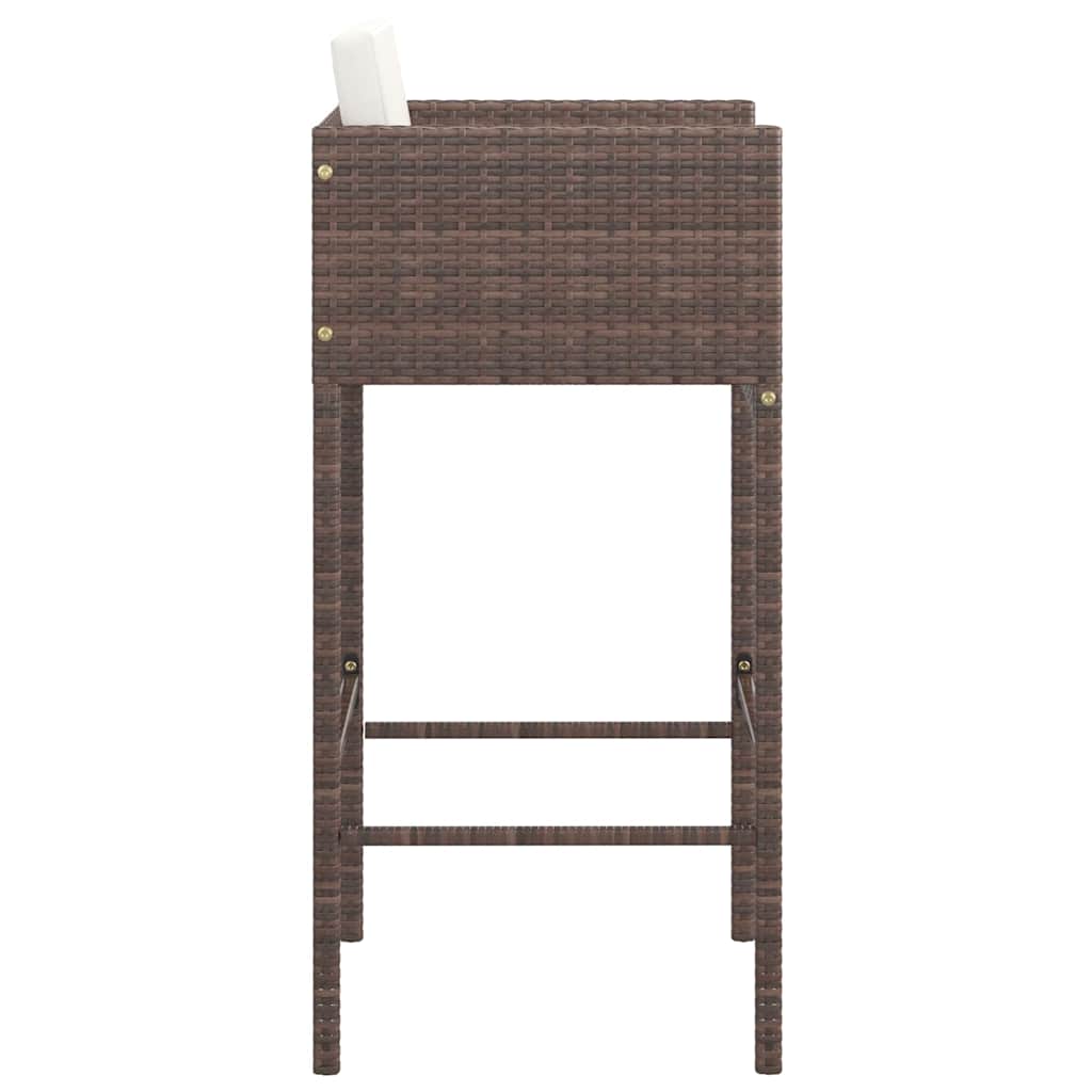 barstole 2 stk. med hynder polyrattan brun