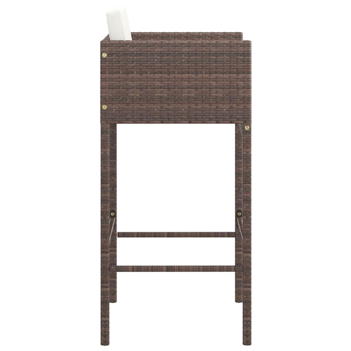 barstole 2 stk. med hynder polyrattan brun