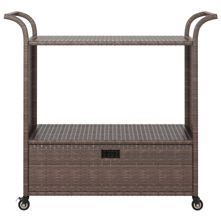 barvogn med skuffe 100x45x97 cm polyrattan brun