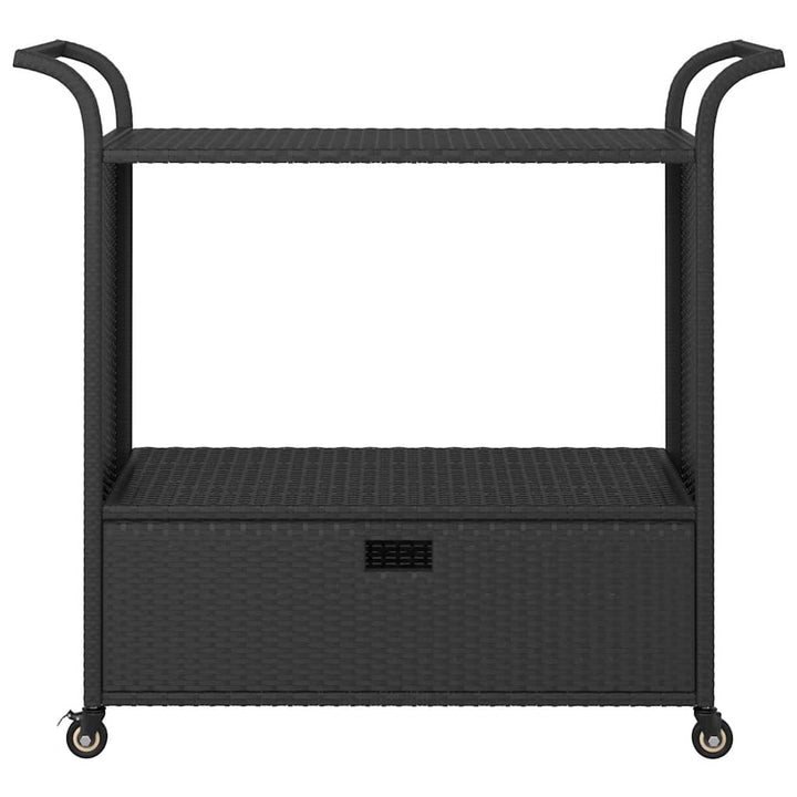 barvogn med skuffe 100x45x97 cm polyrattan sort