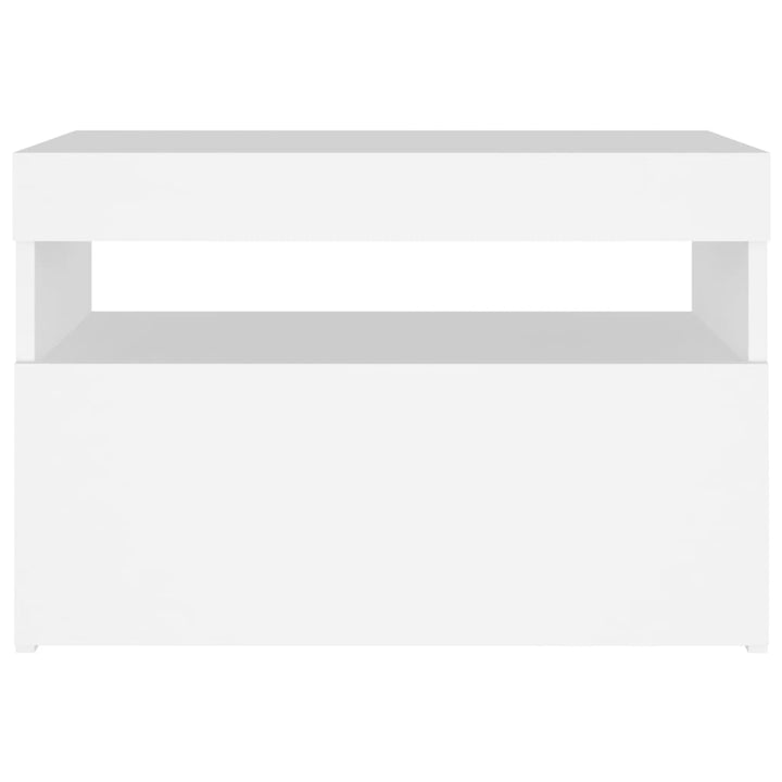 sengebord med LED-lys 2 stk. 60x35x40 cm konstrueret træ hvid