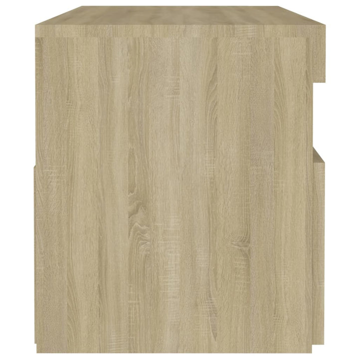 sengebord med LED-lys 60x35x40 cm konstrueret træ sonoma-eg