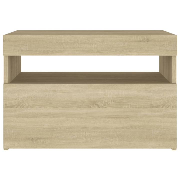 sengebord med LED-lys 2 stk. 60x35x40 cm sonoma-eg