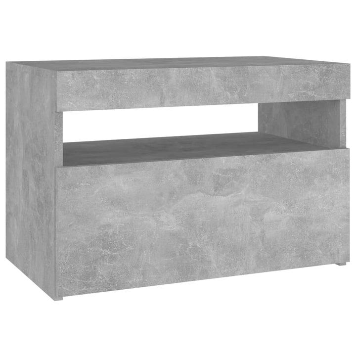 sengebord med LED-lys 2 stk. 60x35x40 cm betongrå