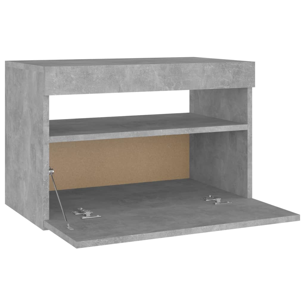 sengebord med LED-lys 2 stk. 60x35x40 cm betongrå
