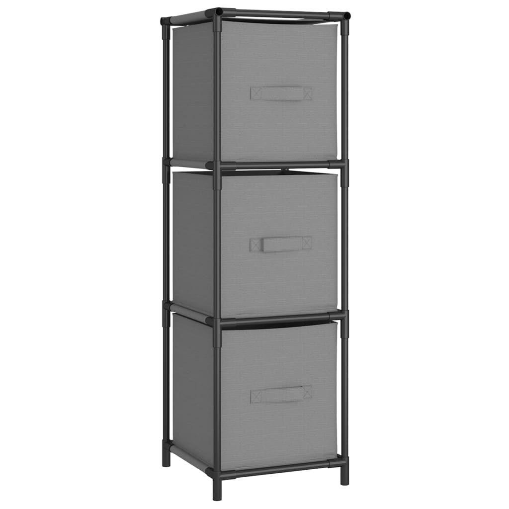 opbevaringsskab med 3 stofkurve 34x34x101 cm stål grå