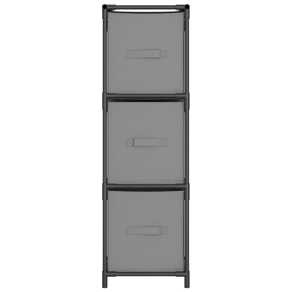 opbevaringsskab med 3 stofkurve 34x34x101 cm stål grå