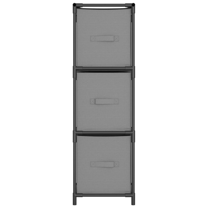 opbevaringsskab med 3 stofkurve 34x34x101 cm stål grå