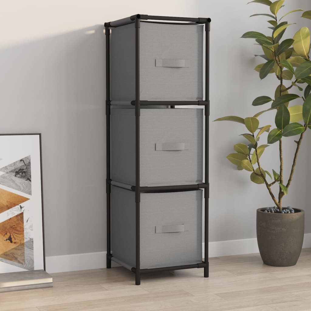 opbevaringsskab med 3 stofkurve 34x34x101 cm stål grå