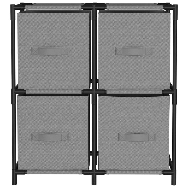opbevaringsreol med 4 stofkurve 63x30x71 cm stål grå