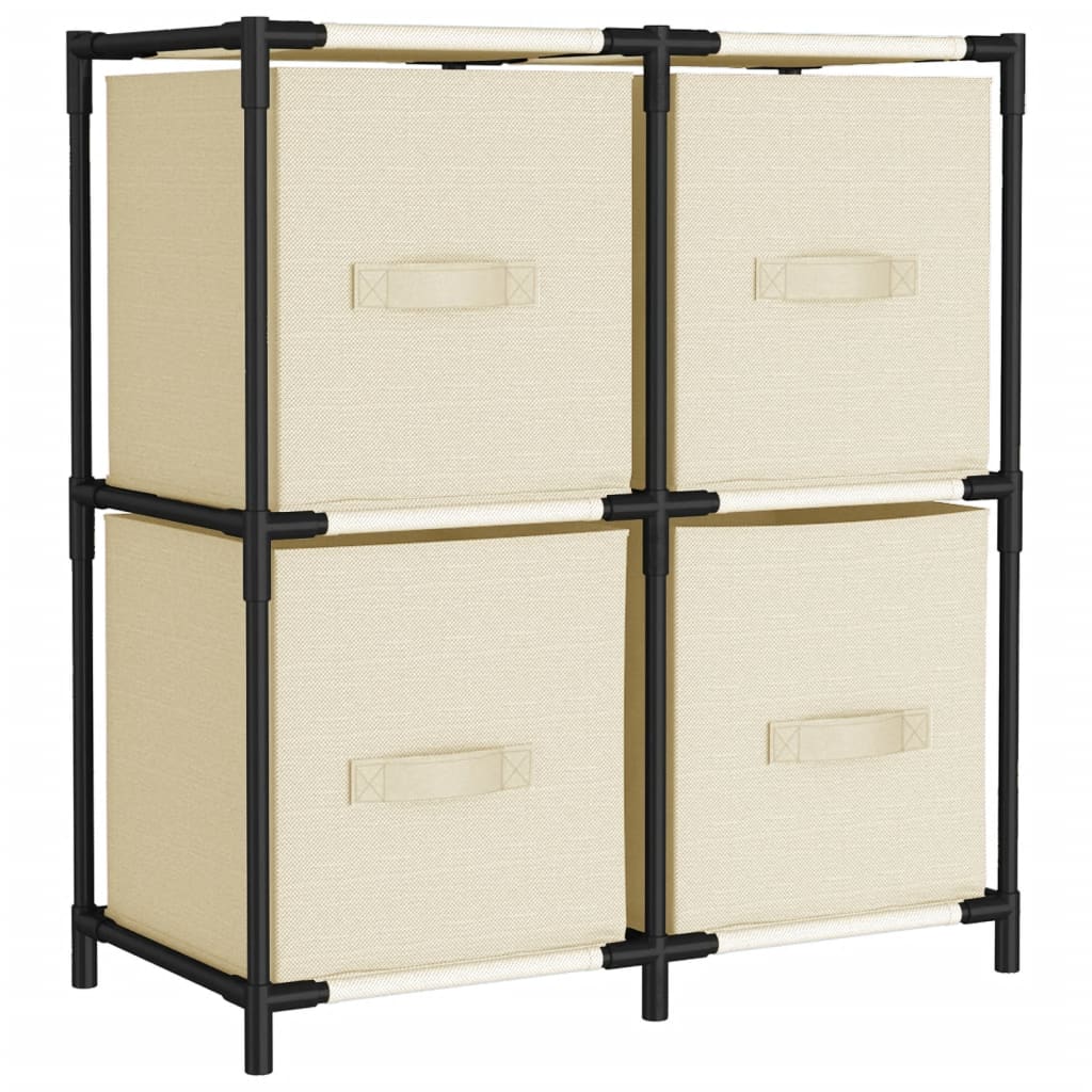 opbevaringsreol med 4 stofkurve 63x30x71 cm stål cremefarvet
