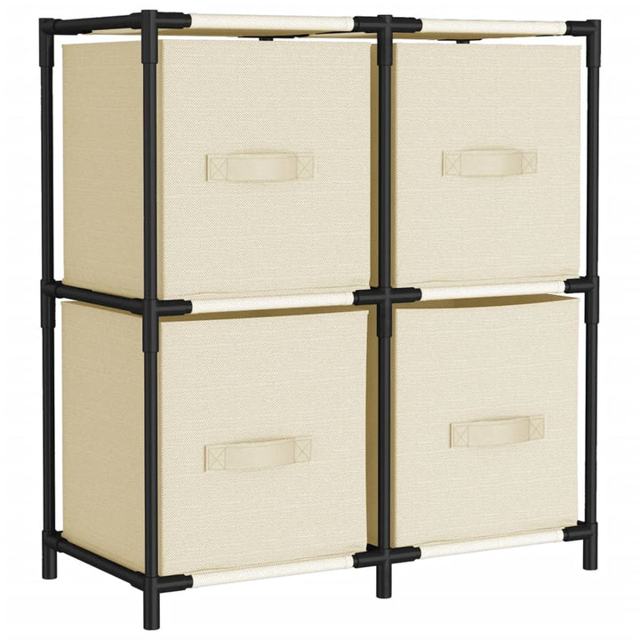 opbevaringsreol med 4 stofkurve 63x30x71 cm stål cremefarvet