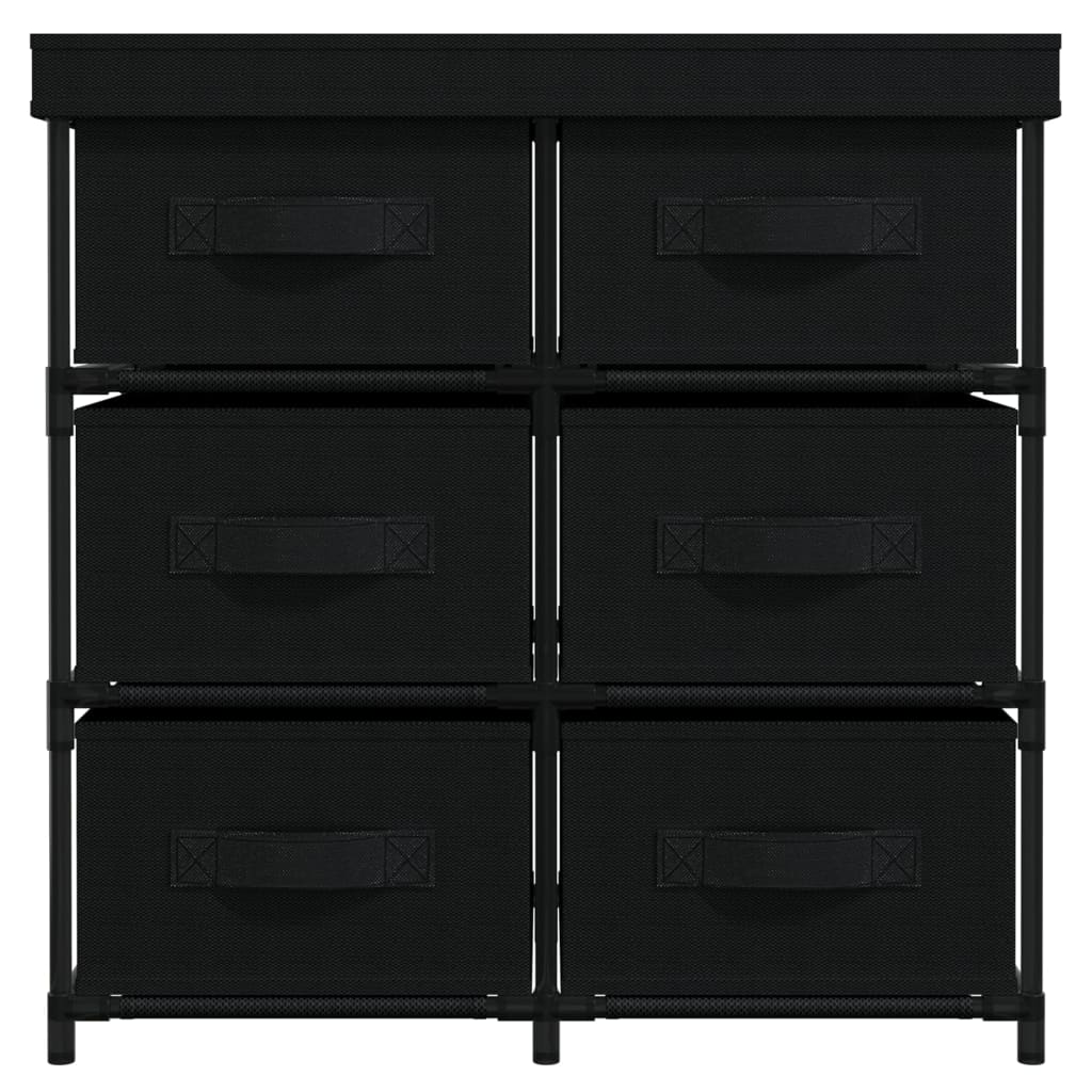 opbevaringsreol med 6 skuffer 55x29x55 cm stål sort