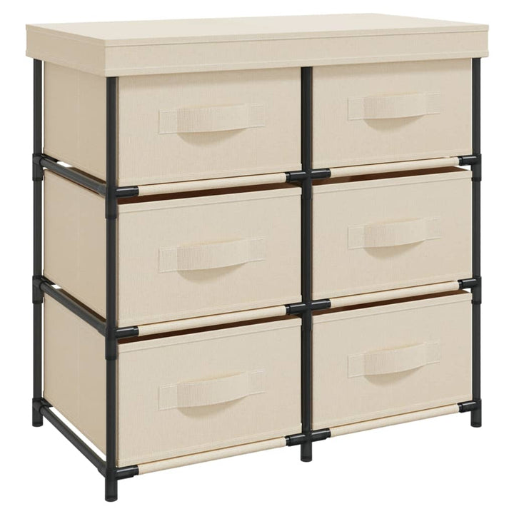 opbevaringsreol med 6 skuffer 55x29x55 cm stål cremefarvet