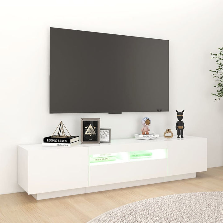 tv-skab med LED-lys 180x35x40 cm hvid