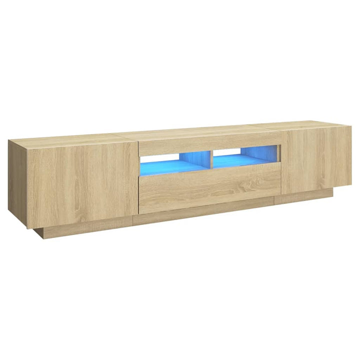 tv-skab med LED-lys 180x35x40 cm sonoma-eg