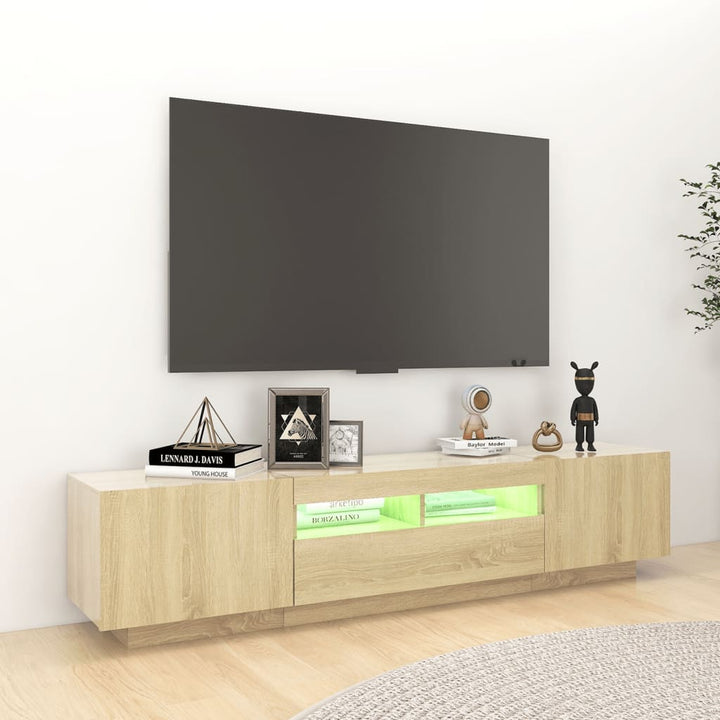 tv-skab med LED-lys 180x35x40 cm sonoma-eg