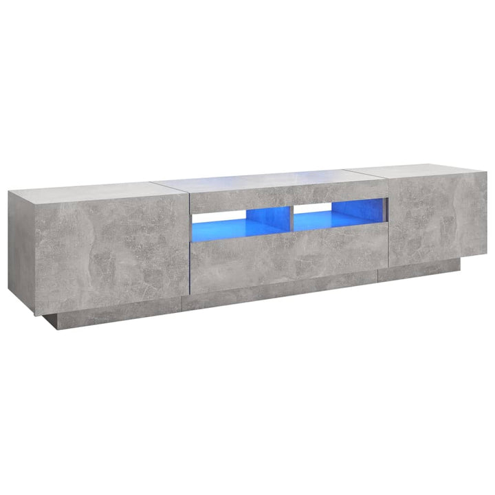 tv-skab med LED-lys 180x35x40 cm betongrå