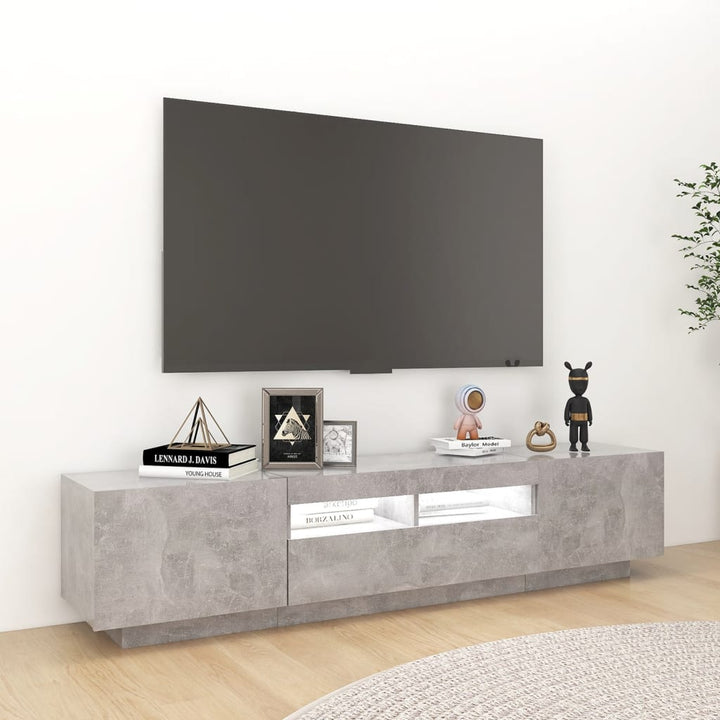 tv-skab med LED-lys 180x35x40 cm betongrå