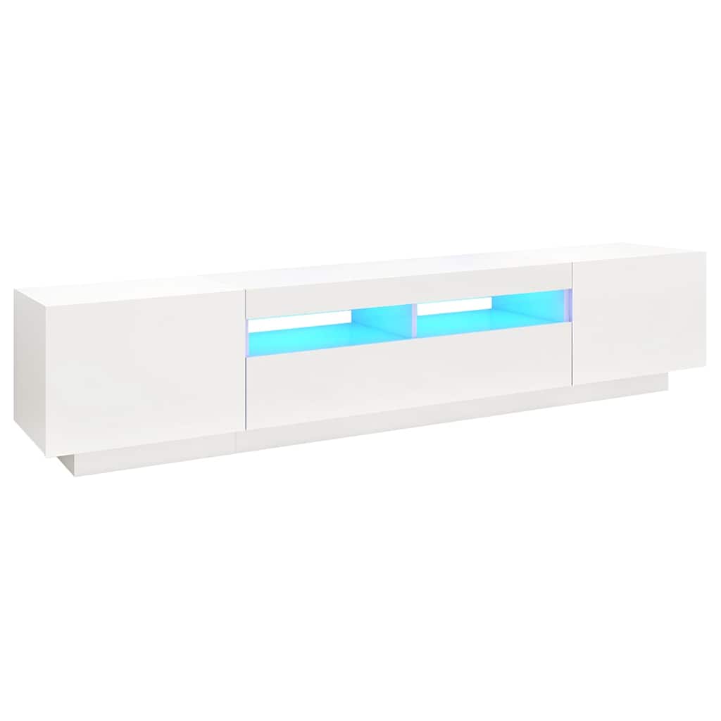 tv-skab med LED-lys 200x35x40 cm hvid