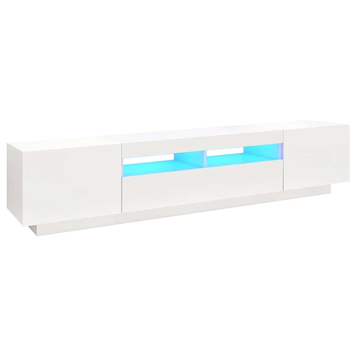 tv-skab med LED-lys 200x35x40 cm hvid