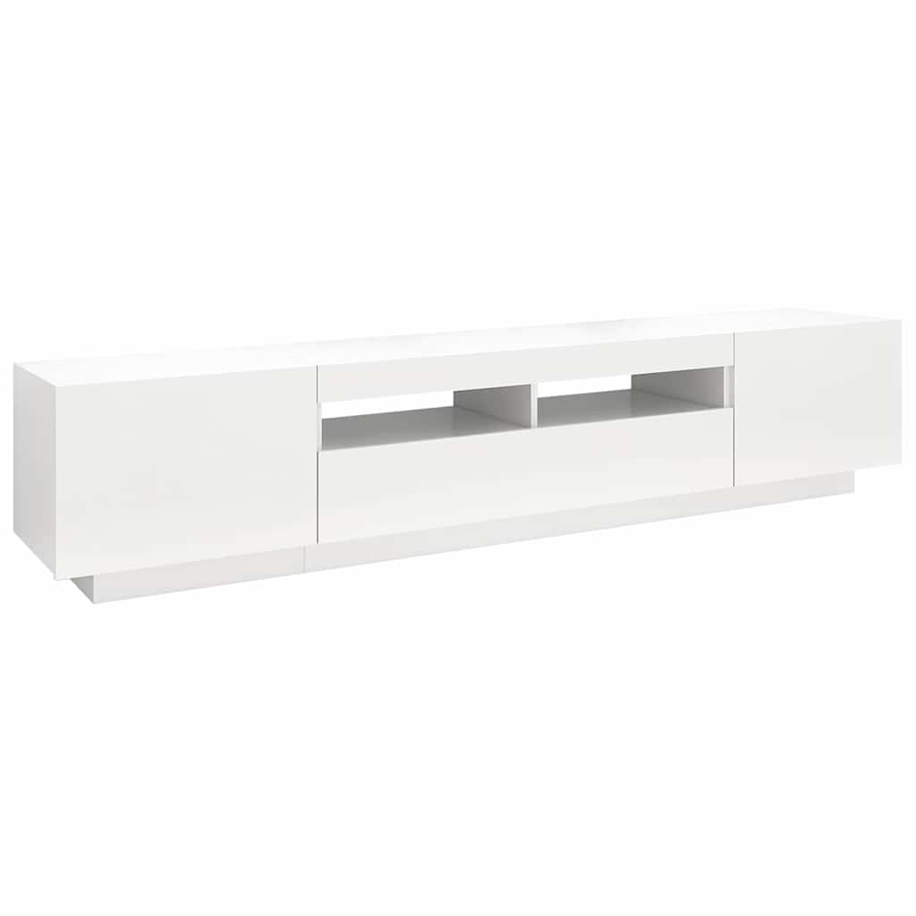 tv-skab med LED-lys 200x35x40 cm hvid