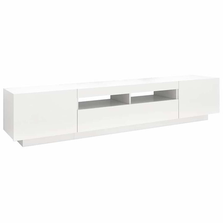 tv-skab med LED-lys 200x35x40 cm hvid