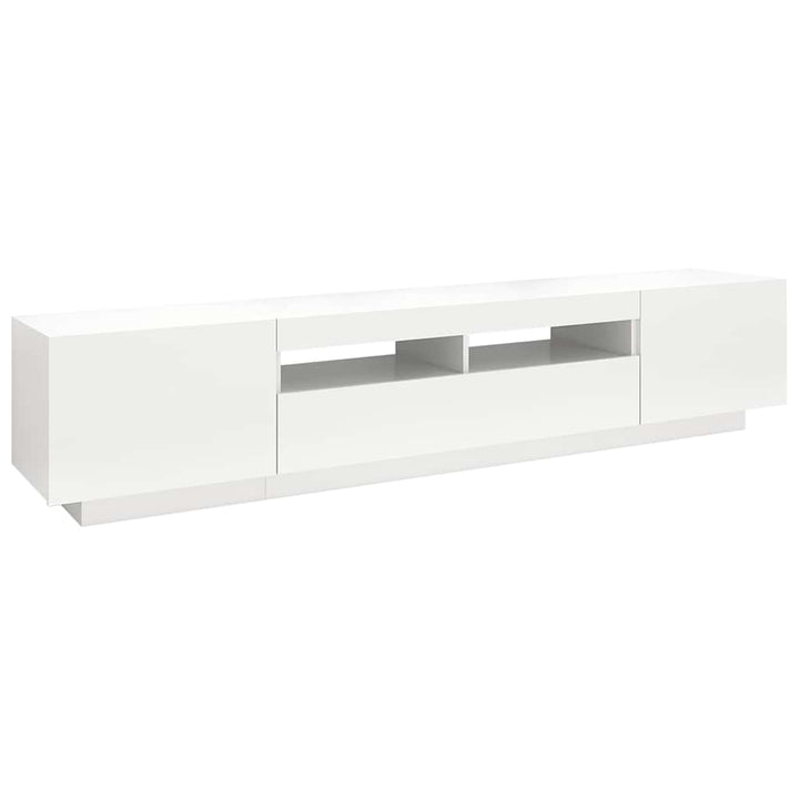 tv-skab med LED-lys 200x35x40 cm hvid