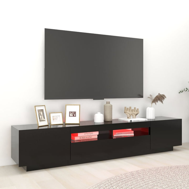 tv-skab med LED-lys 200x35x40 cm sort