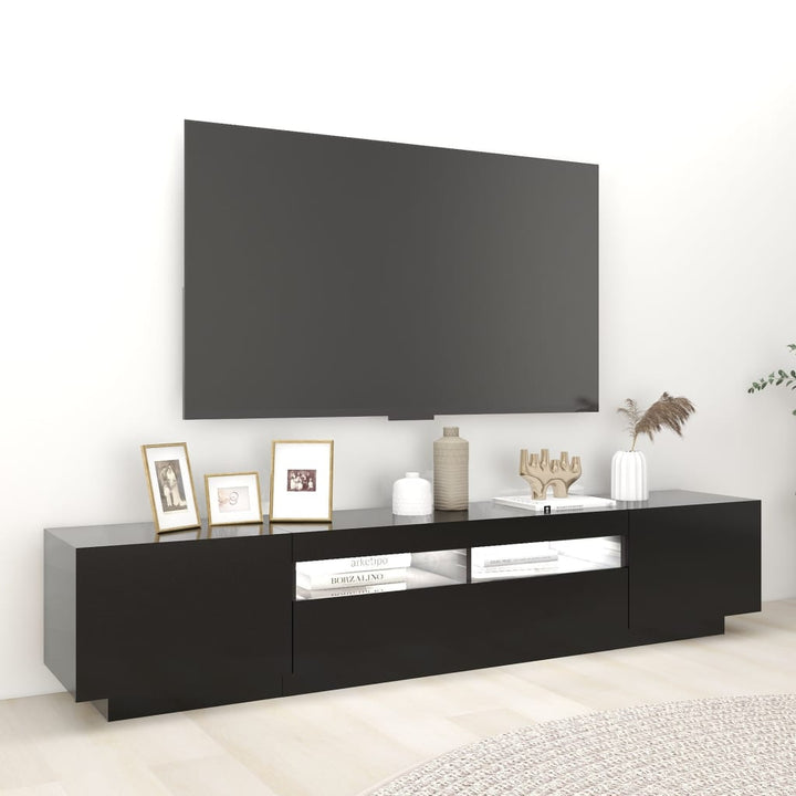 tv-skab med LED-lys 200x35x40 cm sort