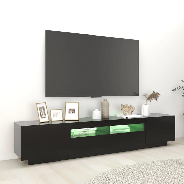 tv-skab med LED-lys 200x35x40 cm sort