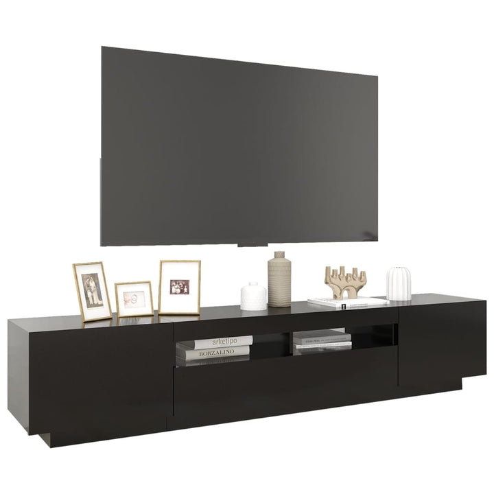 tv-skab med LED-lys 200x35x40 cm sort