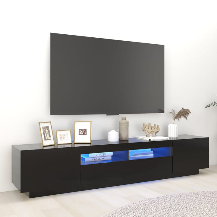 tv-skab med LED-lys 200x35x40 cm sort