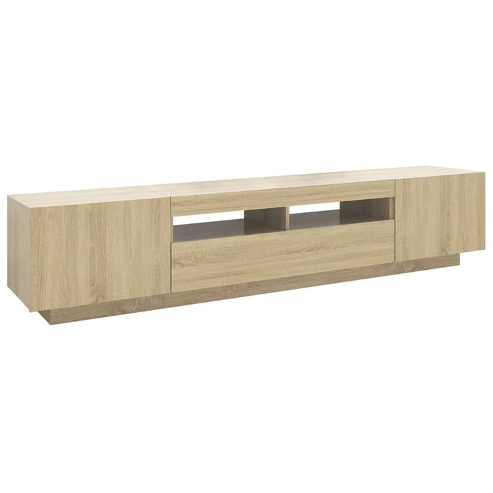 tv-skab med LED-lys 200x35x40 cm sonoma-eg