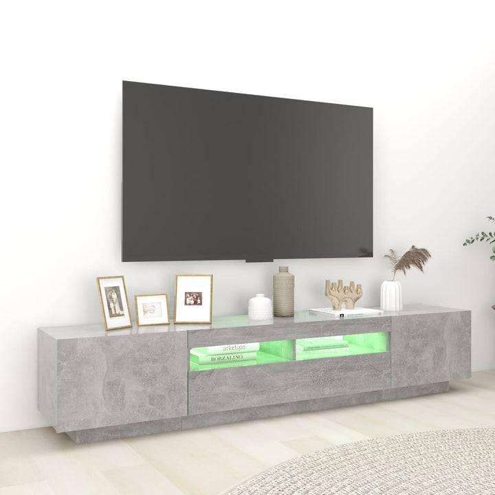 tv-skab med LED-lys 200x35x40 cm betongrå