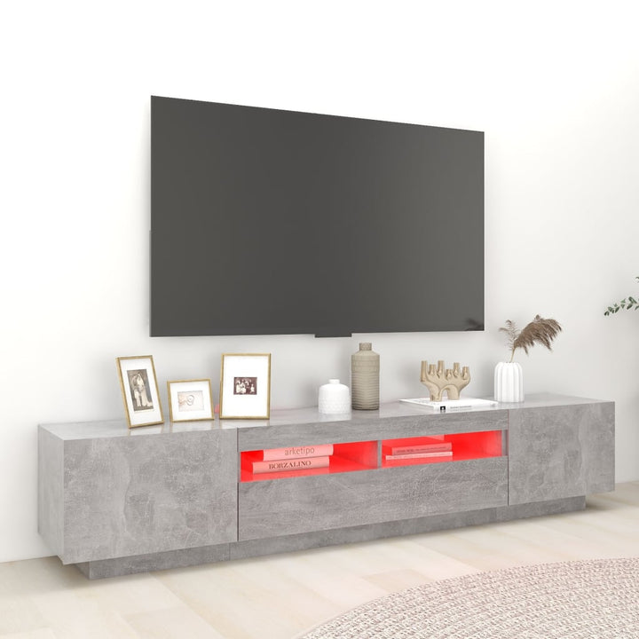 tv-skab med LED-lys 200x35x40 cm betongrå