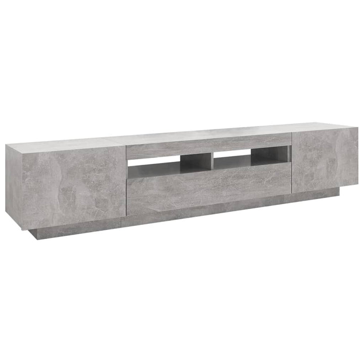 tv-skab med LED-lys 200x35x40 cm betongrå