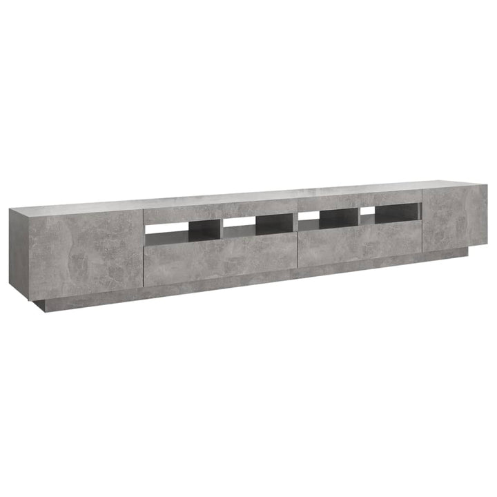 tv-skab med LED-lys 260x35x40 cm betongrå