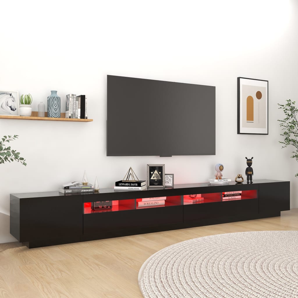 tv-skab med LED-lys 300x35x40 cm sort
