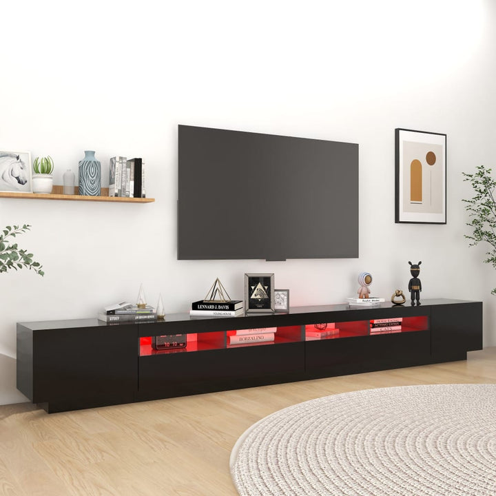 tv-skab med LED-lys 300x35x40 cm sort