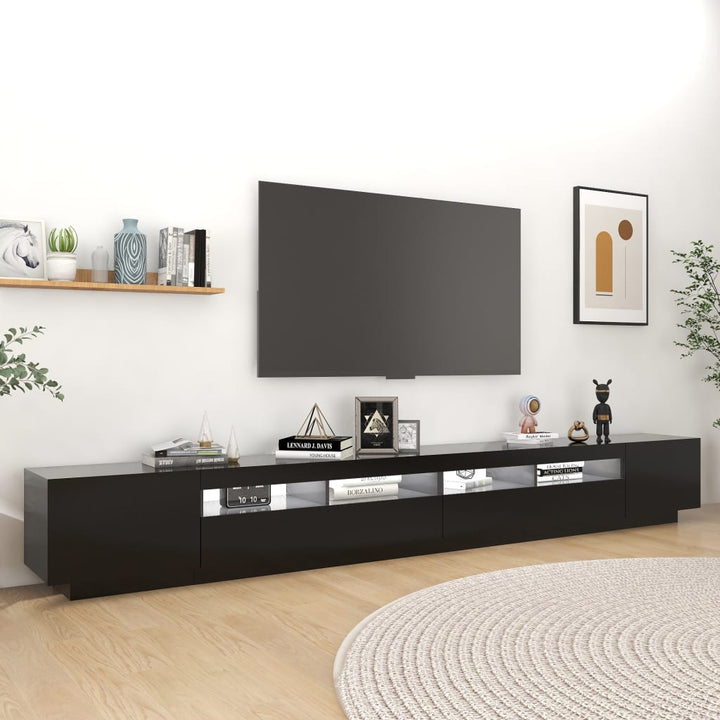 tv-skab med LED-lys 300x35x40 cm sort