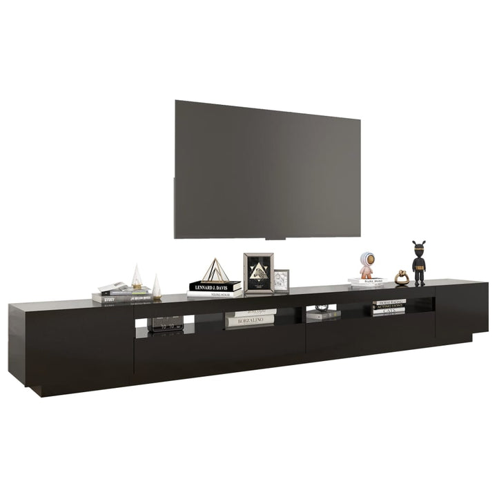 tv-skab med LED-lys 300x35x40 cm sort