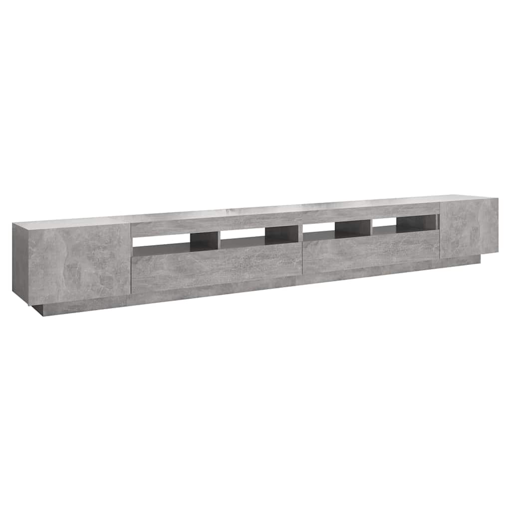 tv-skab med LED-lys 300x35x40 cm betongrå