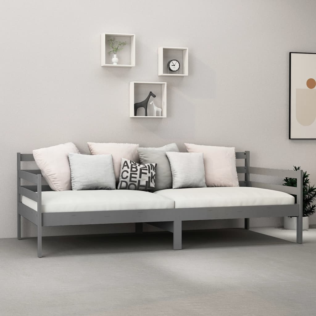 daybed 90x200 cm massivt fyrretræ grå