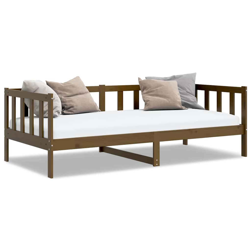 daybed 90x200 cm massivt fyrretræ gyldenbrun