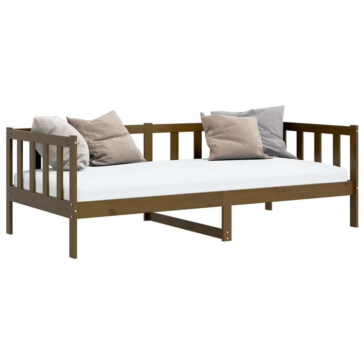 daybed 90x200 cm massivt fyrretræ gyldenbrun