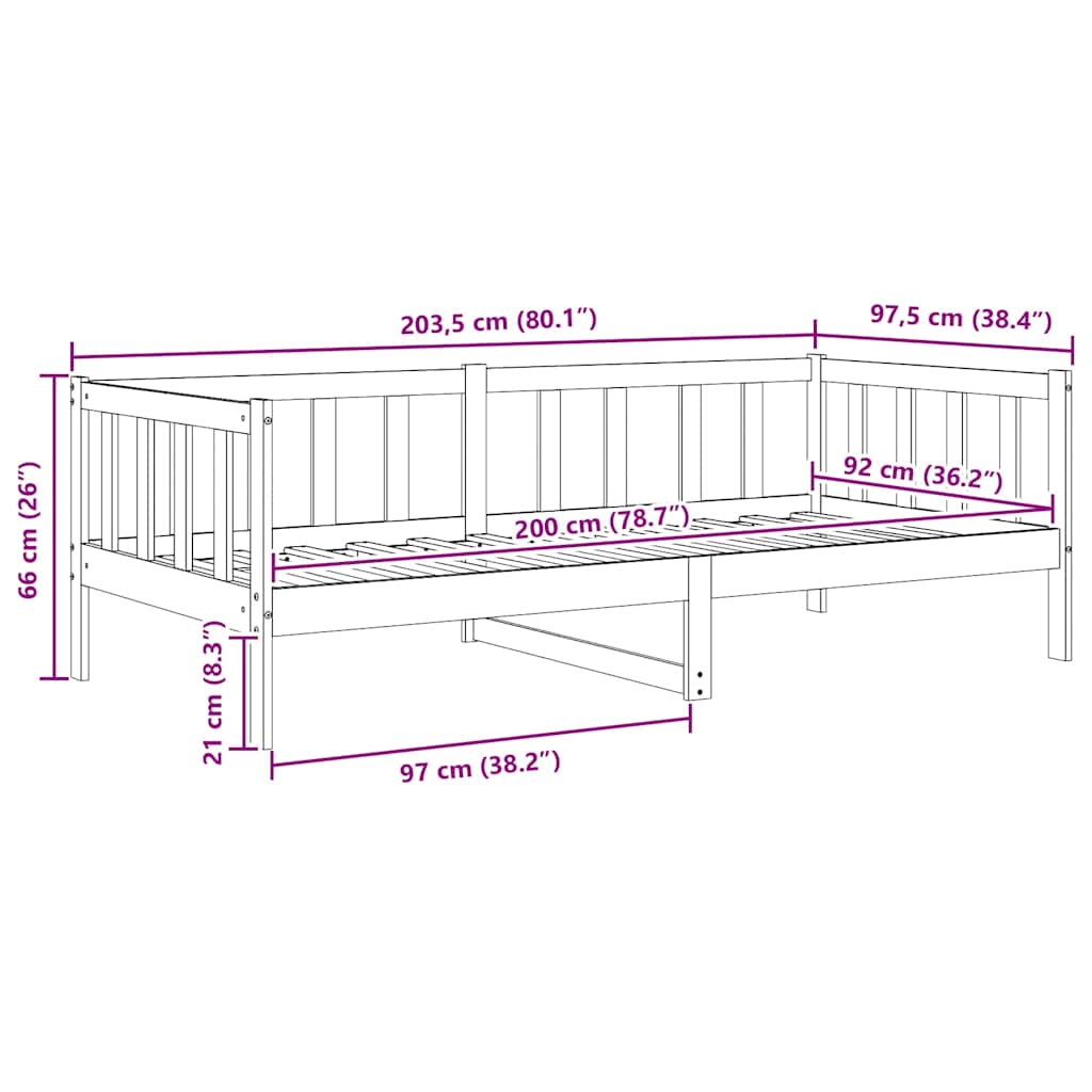daybed 90x200 cm massivt fyrretræ gyldenbrun