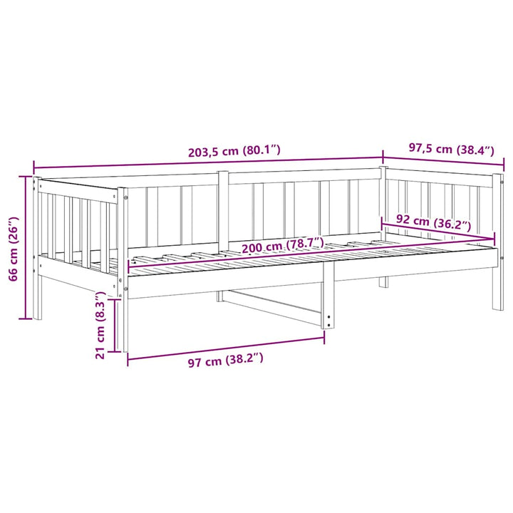 daybed 90x200 cm massivt fyrretræ gyldenbrun